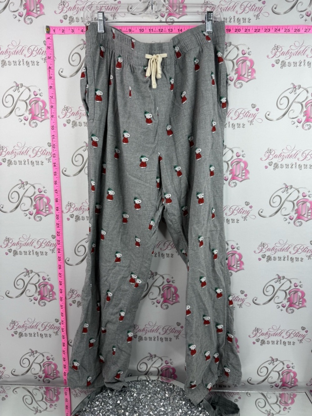 American Eagle Outfitters snoopy pants Gray Sweatpants pj  Red & White Pattern
